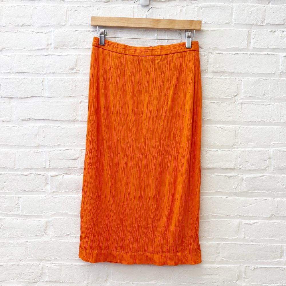 Max Mara Studio || Crinkle Pleat Skirt Orange Medium